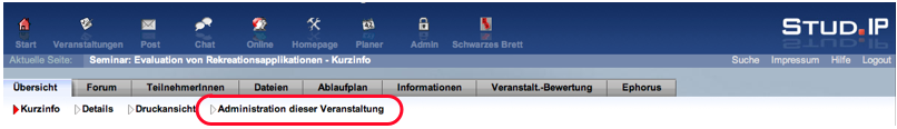 Administration einer Veranstaltung