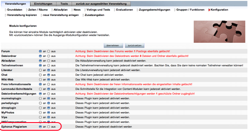 PlugIn einschalten