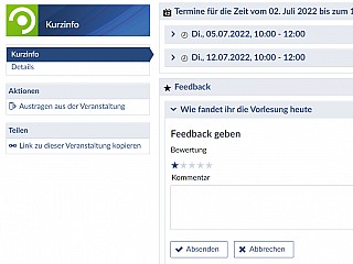 Feedbackelement veranstaltungs�bersicht